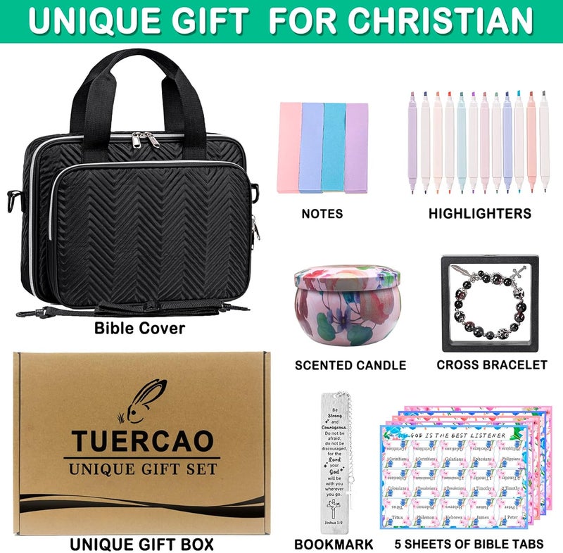 TuErCao Gifts for Christian Women, Bible Bag with Christian Bookmarks, Bible Verse Bracelets, Prayer Scented Candle and Study Supplies Kit with 75 BibleTabs, 12 Highlighters Spiritual Gifts for Mom - Image 2